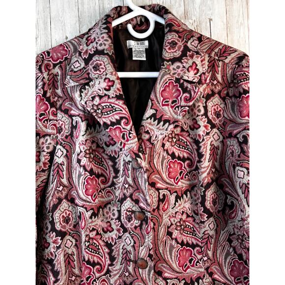 Stonebridge Signature Blazer Jacket Womens sz 1X Pink‎ Tan Brown Floral Paisley - Picture 3 of 6